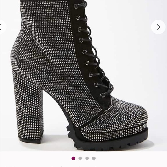 Black and Silver Studded Platform Boots - Picture 3 of 3